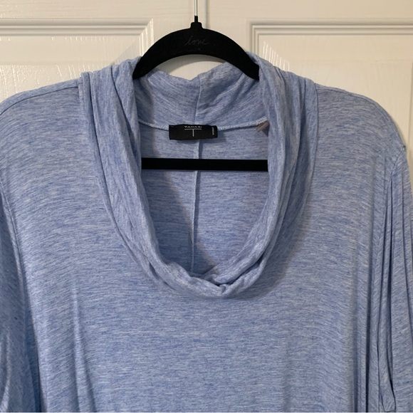 Tahari 3x Soft Blue Cowl Neck tunic Top 3/4 sleeve - Picture 4 of 8